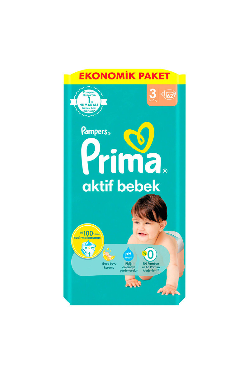 Prima Ekonomik Paket (3) Midi 6-10 kg 62 Adet Bebek Bezi