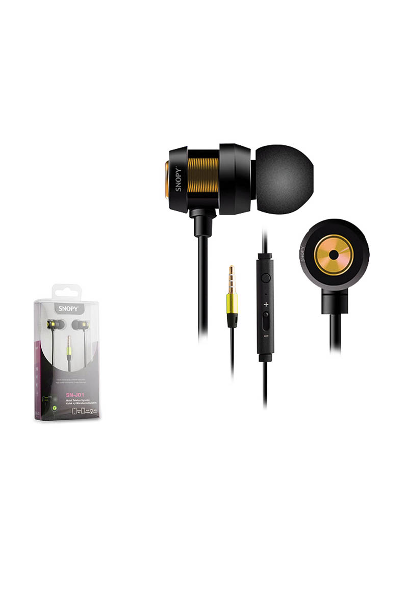 Snopy Kulaklık SNJ01 Kulak İçi Siyah Gold
