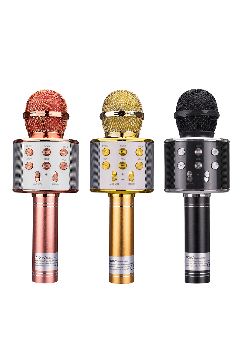 Asonic AS-M09 Karışık Renkli BT,AUX,USB,TF Card Destekli Karaoke Mikrofon
