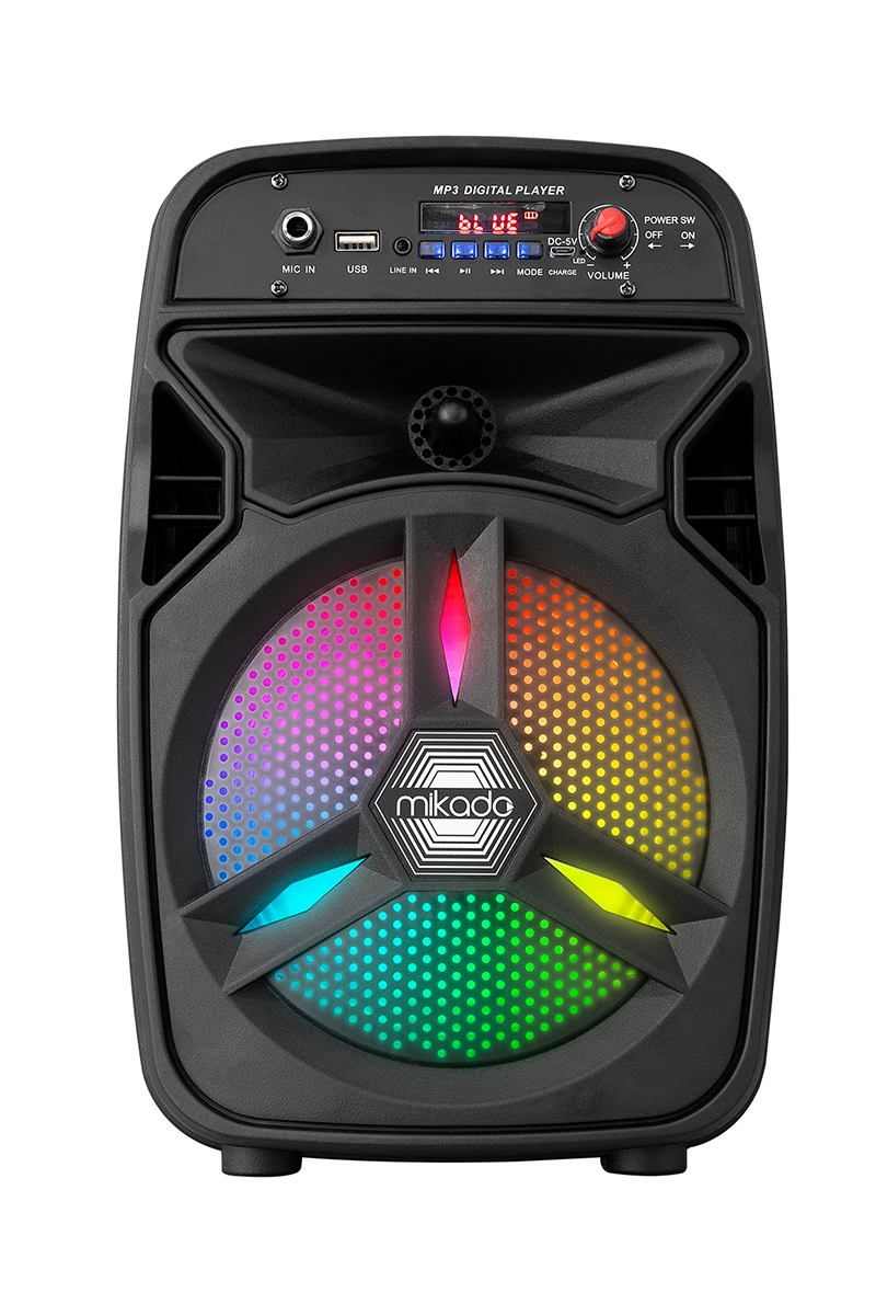 Mikado MD-814KP 15W, 3.7V1200mAh Siyah Kablolu Mikrofon AUX /USB/TF/Bluetooth LED Işıklı Speaker