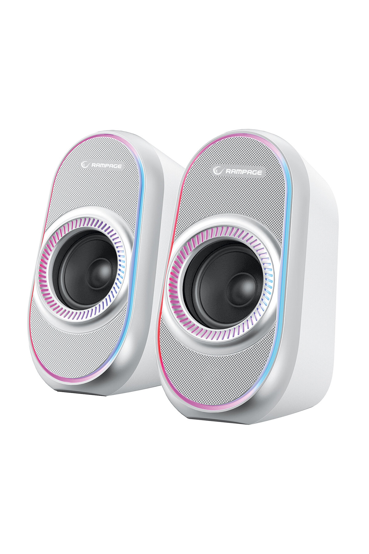 Rampage RMS-X3 2.0 6W Bluetooth Özellikli Beyaz Multimedia RGB Işıklı Gaming USB Speaker