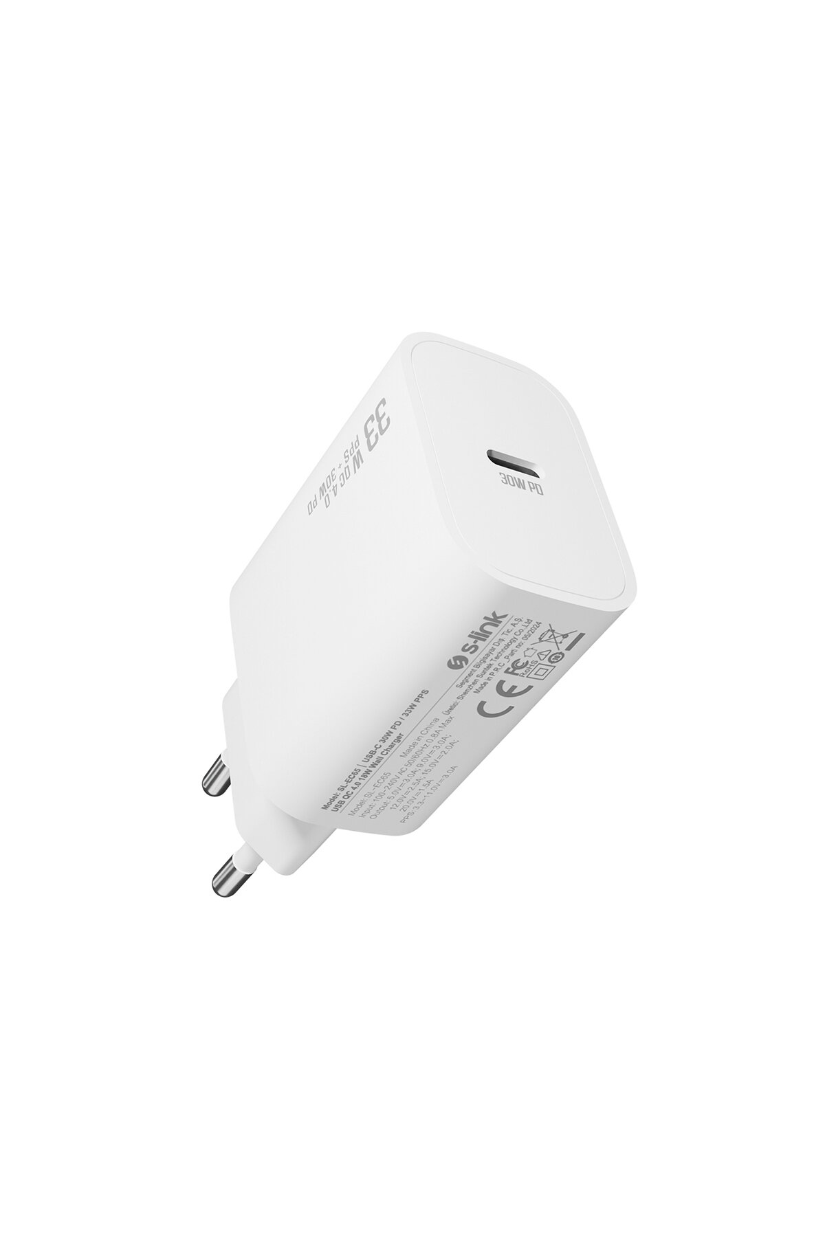 S-link SL-EC65 Type USB-C 30W PD / 33W PPS Hızlı Ev Şarj Adaptörü