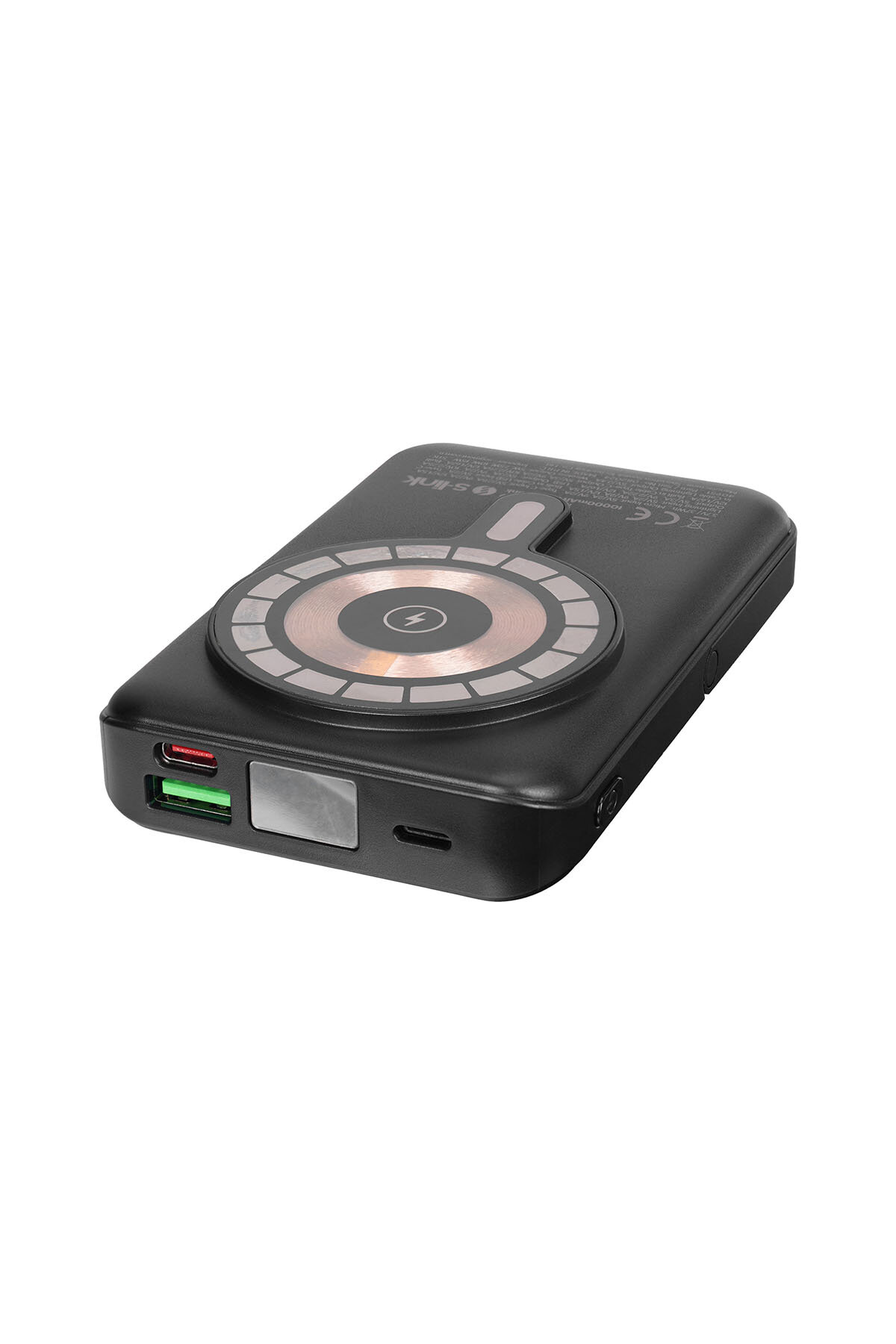 S-link M1029 10000mAh Magsafe 15W HSC22.5W+PD20W+QC3.0 Siyah LCD Taşınabilir Şarj Cihazı Powerbank