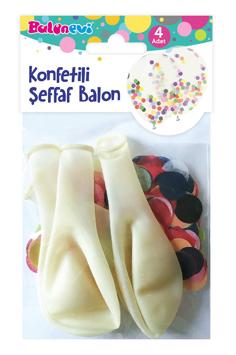 Oyuncak Karışık Konfetili 4'lü Seffafbalo