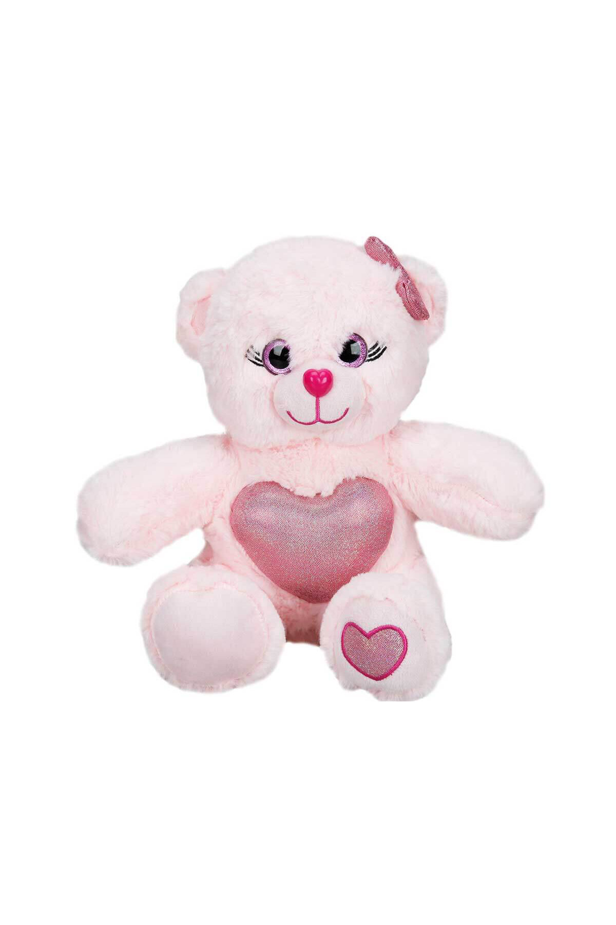 Peluş Ayı Oturan Renkli/Kalpli 26 Cm