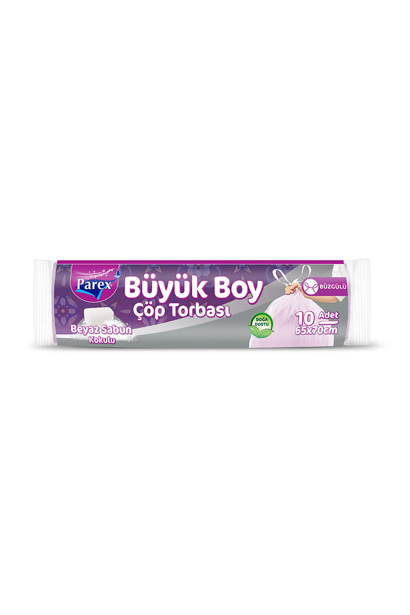 Parex Çöp Torbası Büzgülü Beyaz Sabun Kokulu Büyük Boy 10'lu