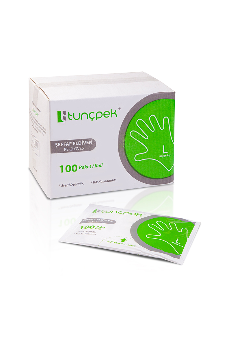 Tunçpek Şeffaf Eldiven 100'lü Large