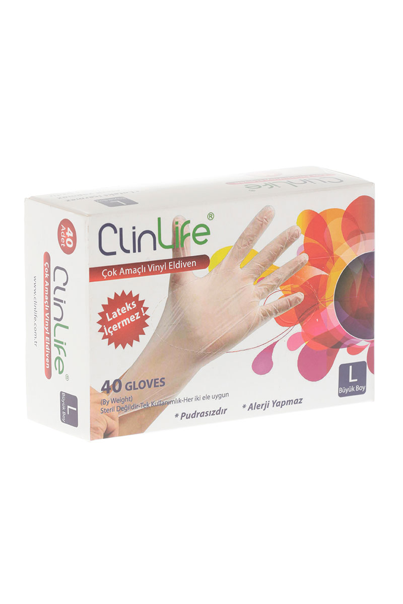 Clinlife Vinyl Çok Amaçlı Eldiven 40'lı Large