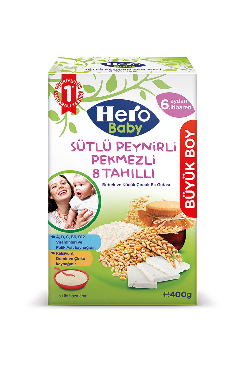 Hero Baby 8 Tahıllı Peynir Pekmezli 400 g Mama