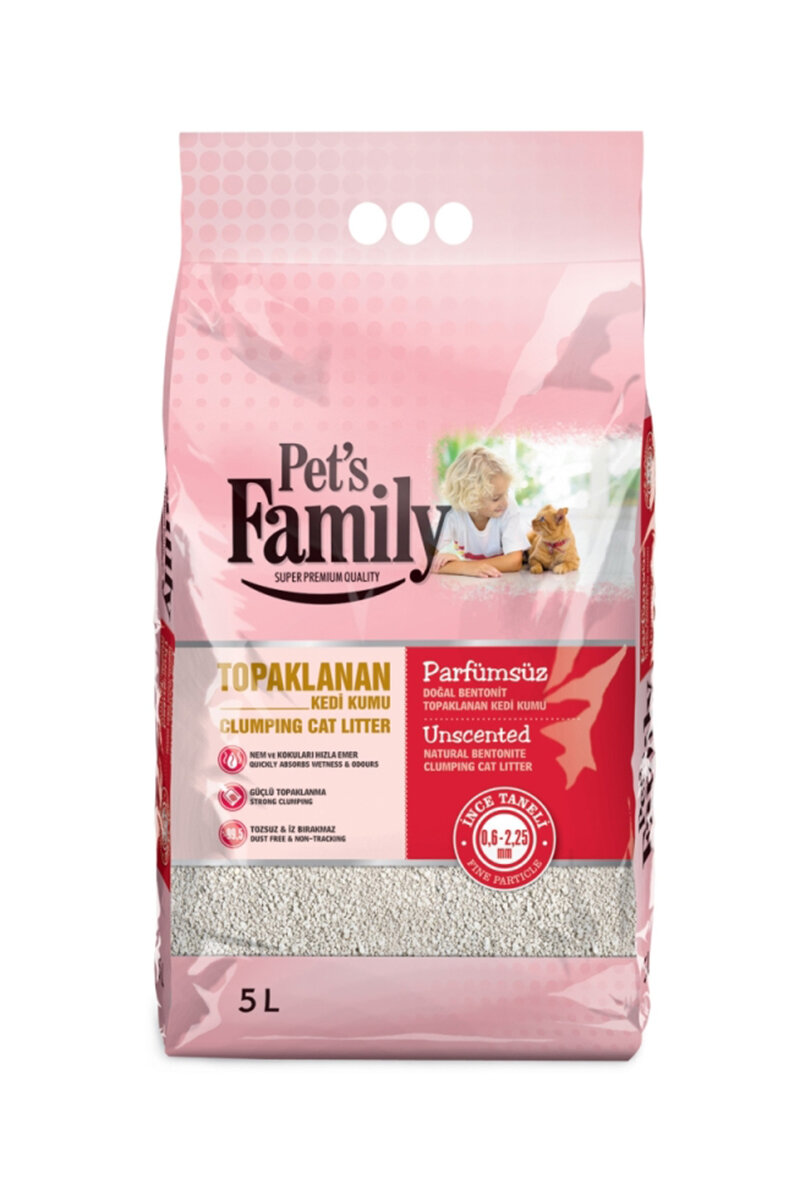 Pets Family Kedi Kumu Naturel İnce Bentonit 5L