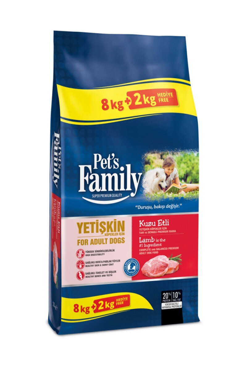 Pets Family Yetişkin Köpek Maması 8+2 kg Kuzu Etli