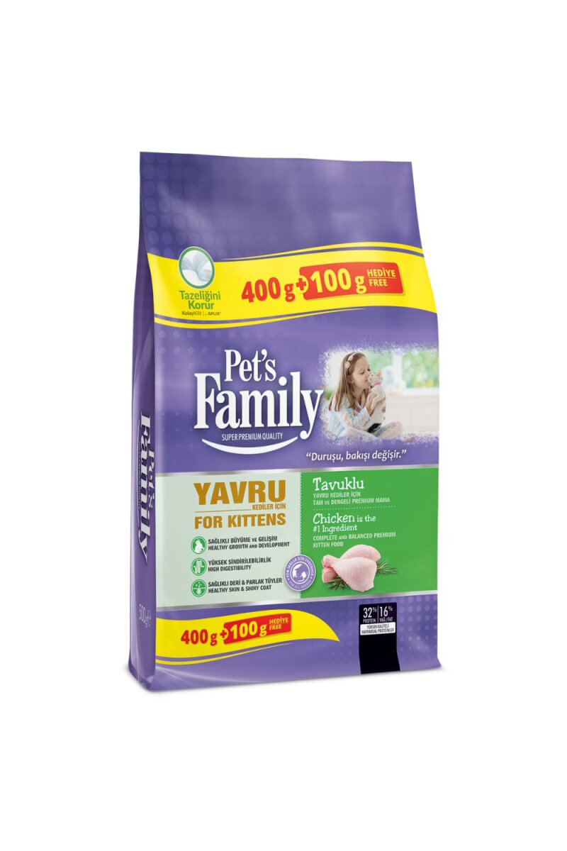 Pets Family Yavru Kedi Maması Tavuk 400+100g