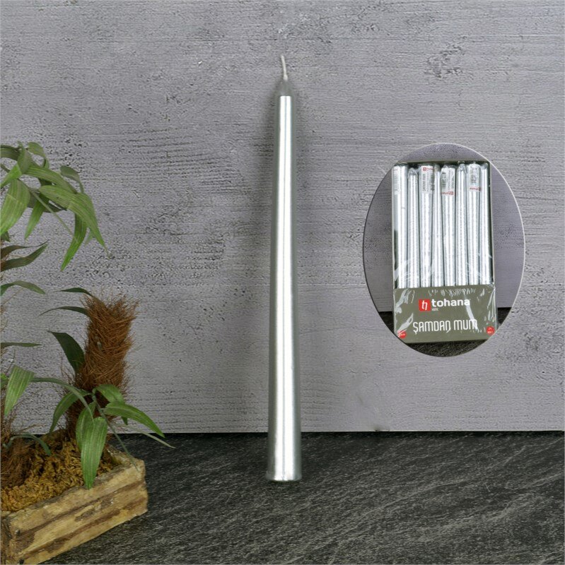 Tohana Şamdan Mumu 25 cm Gümüş