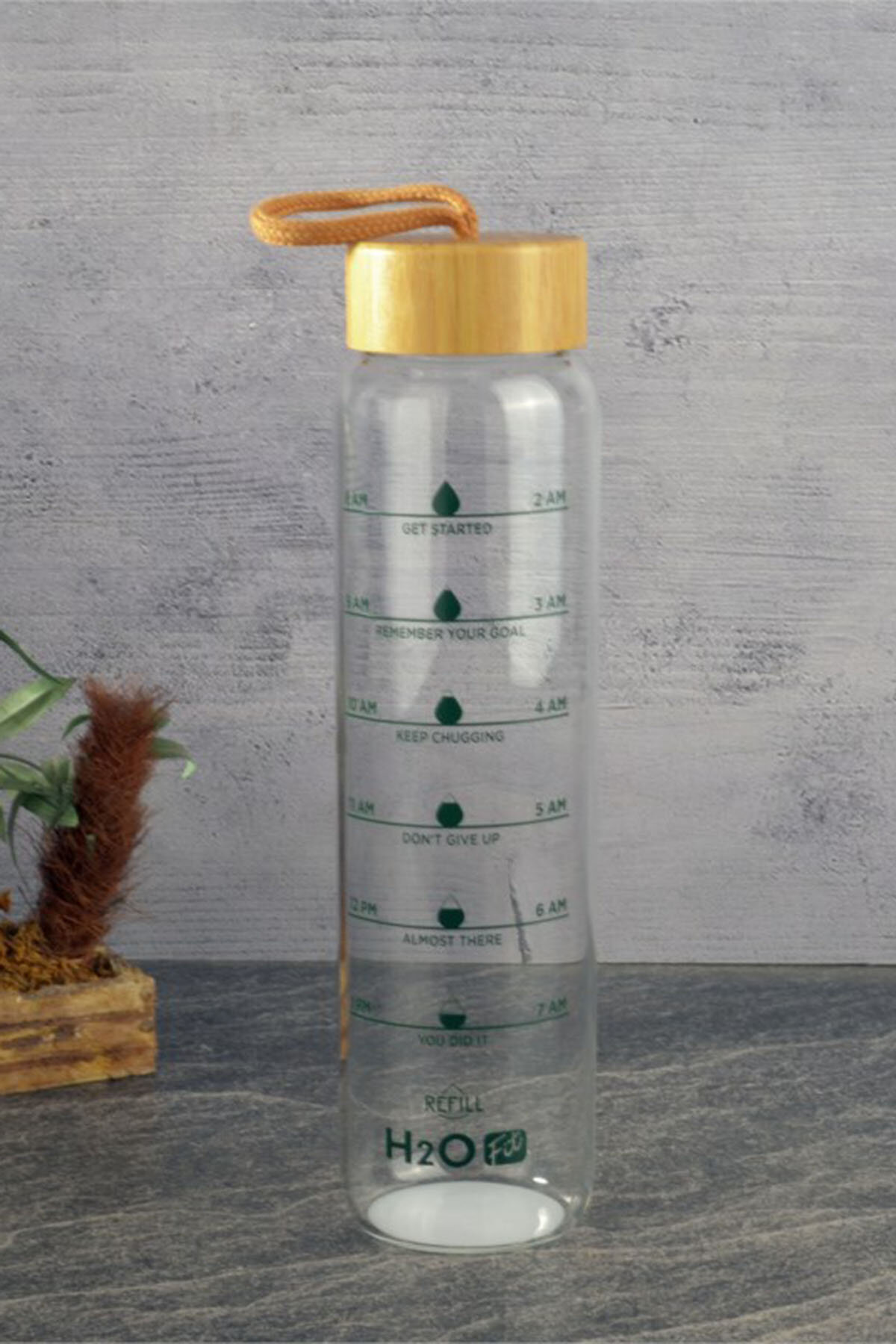 Tohana H2O FIT Bambu Kapaklı Cam Matara 1L