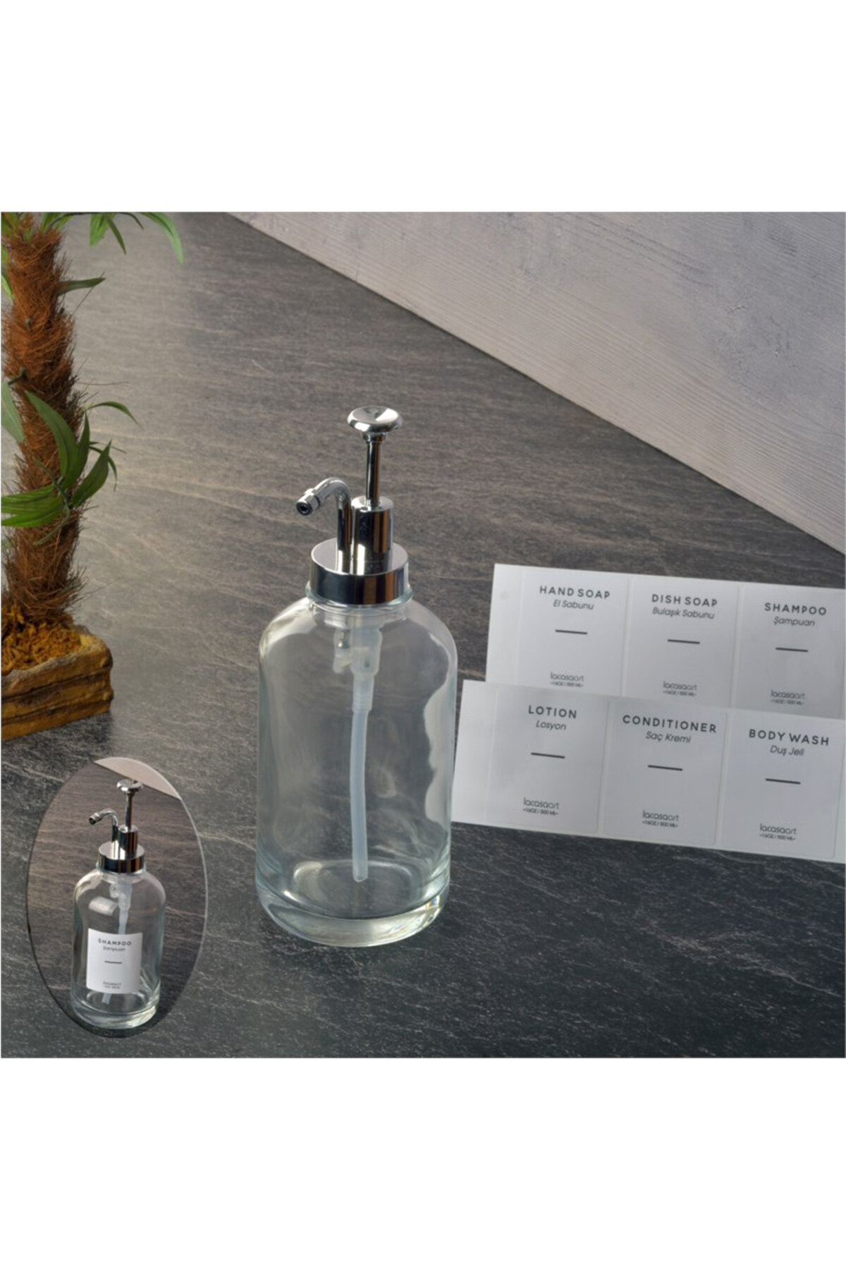 Tohana Retro Cam Sıvı Sabunluk Gümüş 500 cc