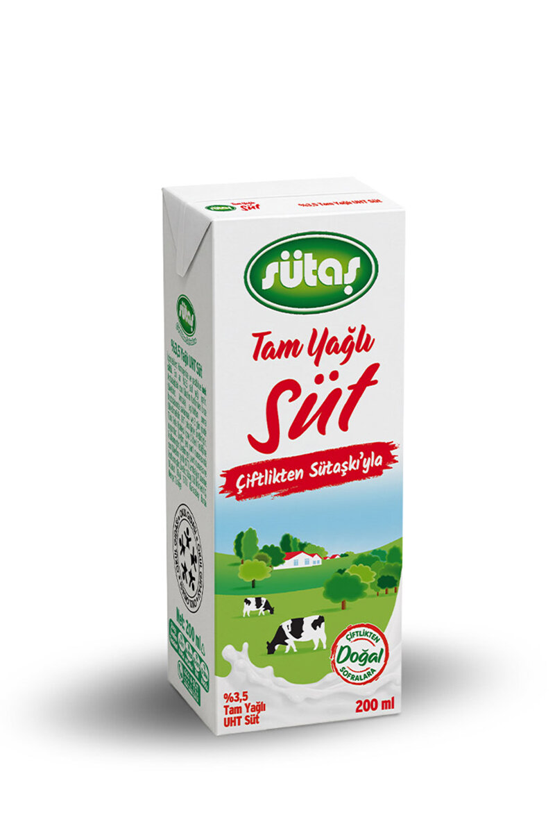 Sütaş Tam Yağlı Süt 200 Ml (%3,5 Yağlı)
