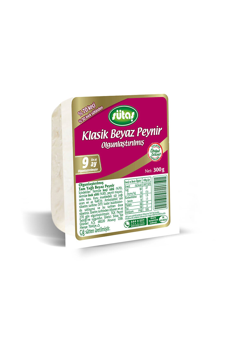 Sütaş Olgunlaştırılmış Tam Yağlı Beyaz Peynir 300 G (%70 Keçi,%30 İnek)