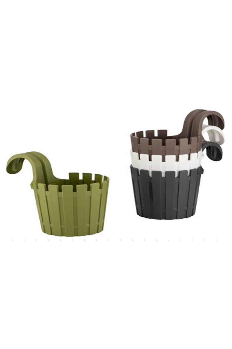 Akasya Tekli Askılı Balkon Saksısı 1,5 Lt Antrasit