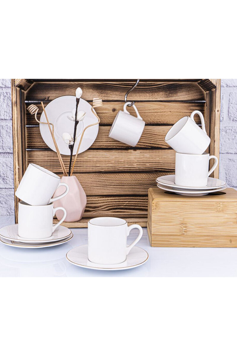 Bambum Naz Kahve Fincan Seti 6 Kişilik Beyaz B4237