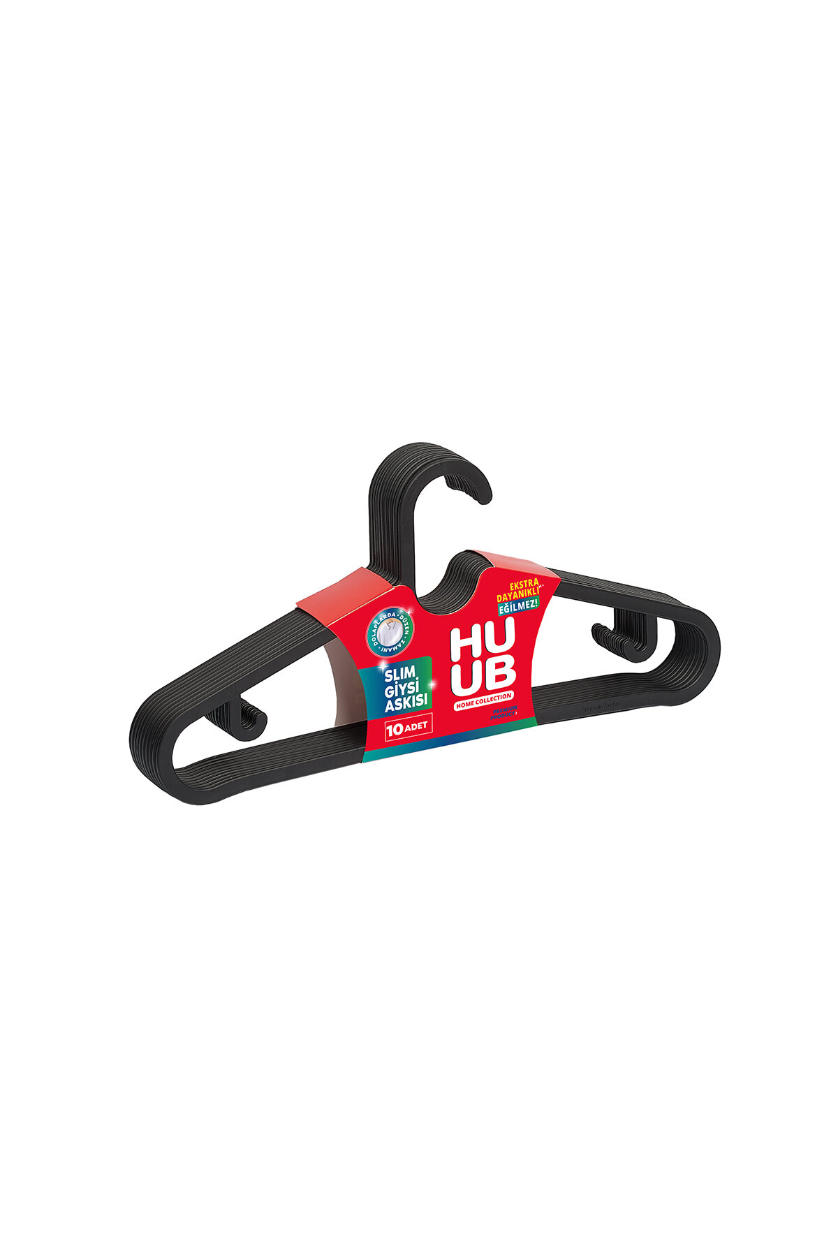 Huub Plastik Askı Slim Siyah 10'lu