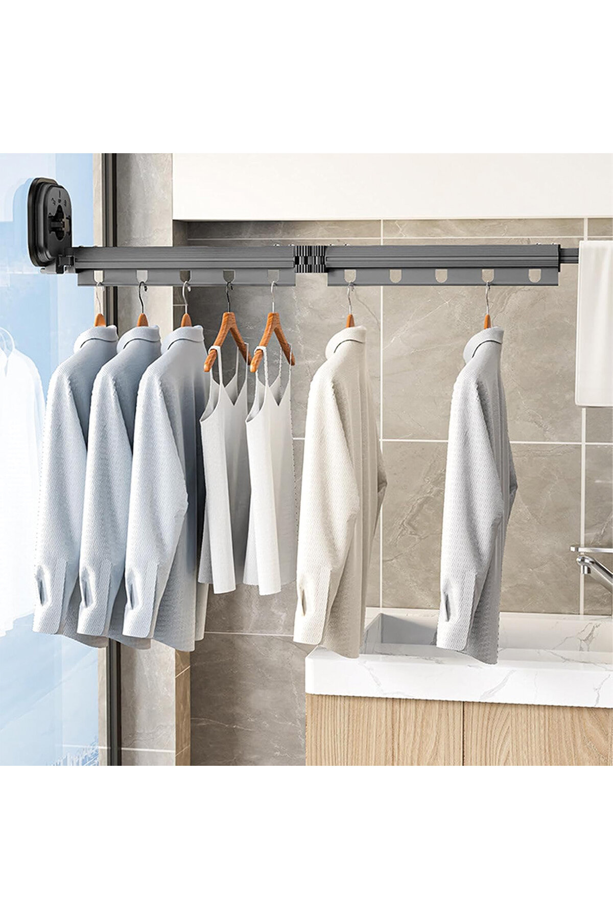 Dubai Vantuzlu 3 Kanatlı Çamaşır Askısı