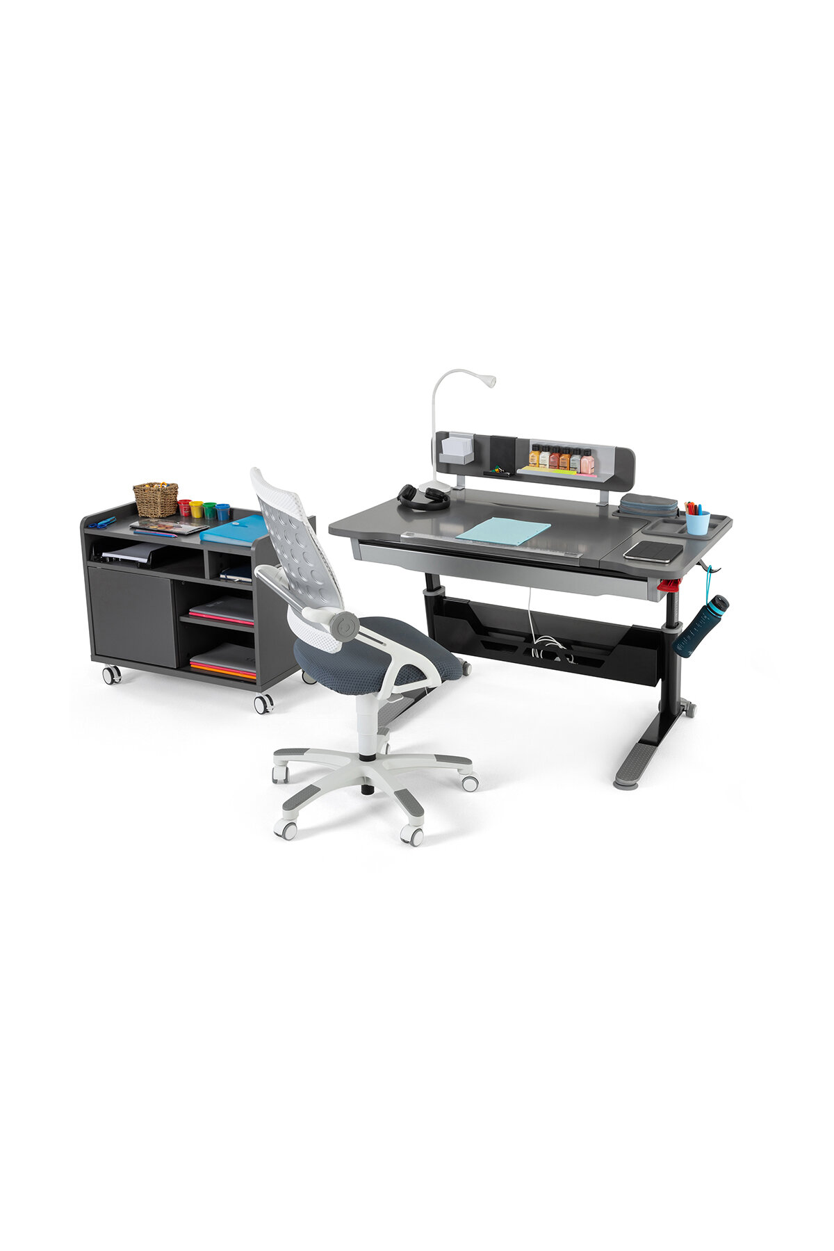 Creo Mobili Sirius Delux Plus Çalışma Masası Takımı Antrasit Gri Srdep