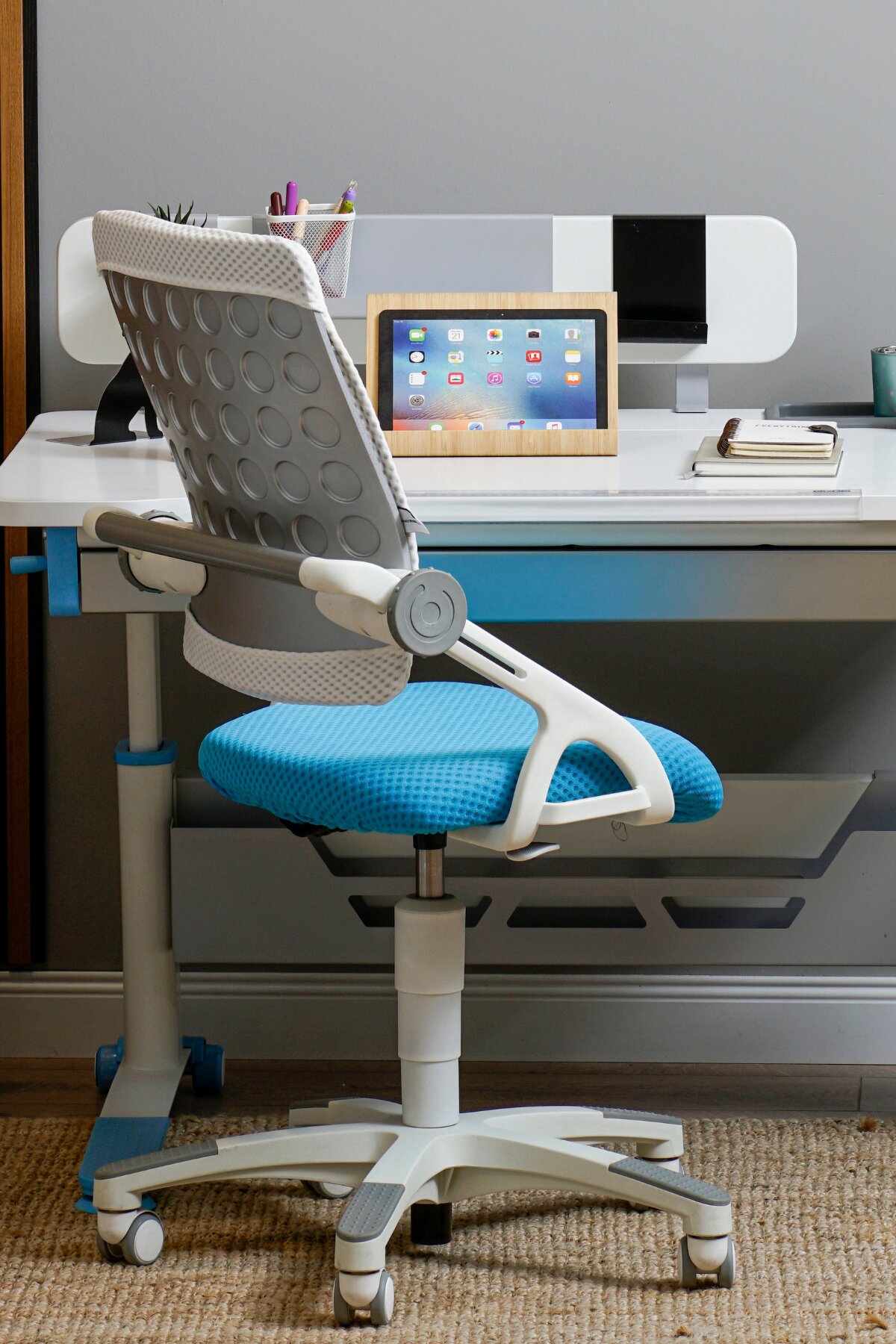 Creo Mobili Sirius Sandalye Mavi Beyaz Srsan-5