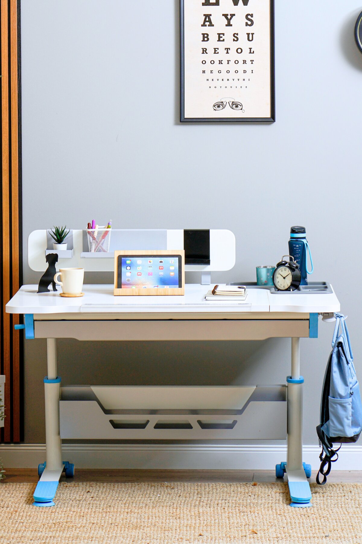 Creo Mobili Sirius Standart Çalışma Masası Beyaz Mavi Srstd-2