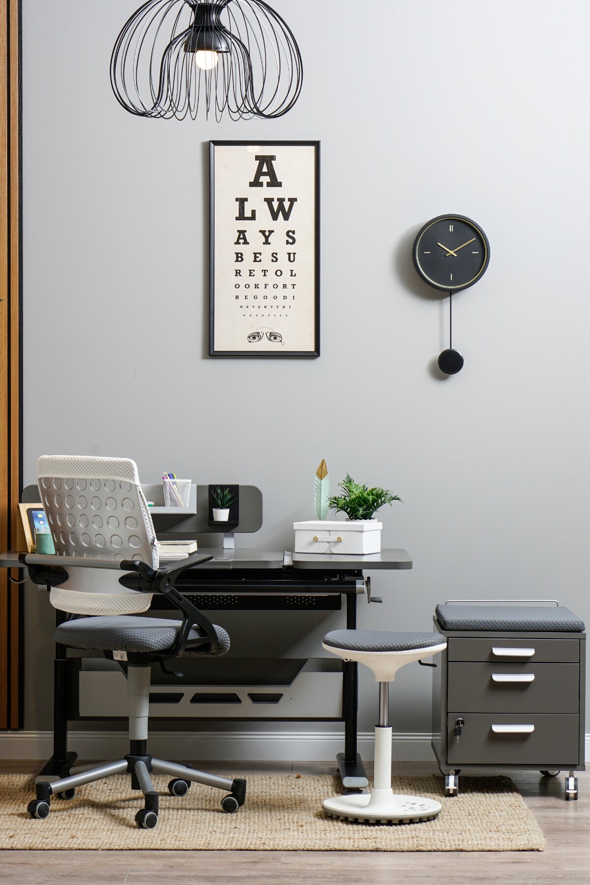 Creo Mobili Vega Premium Çalışma Masası Takımı Antrasit Gri Vgpre-5