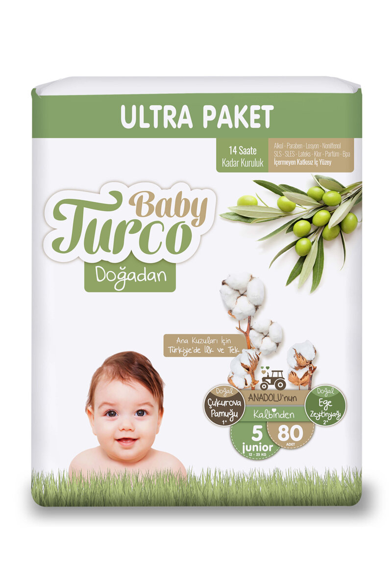 Baby Turco Ultra Paket (5) Junior 12-25 kg 80 Adet Bebek Bezi
