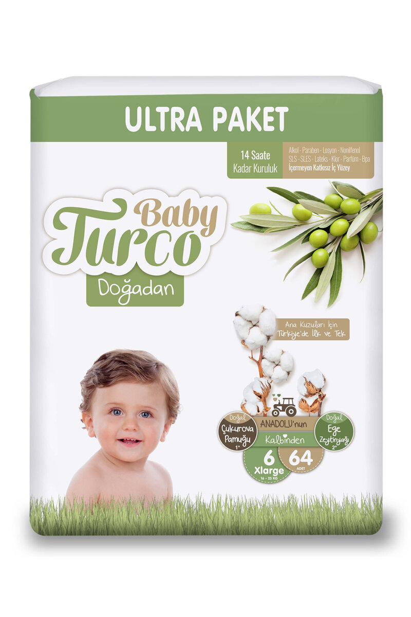 Baby Turco Ultra Paket (6) XL 16-25 Kg 64 Adet Bebek Bezi