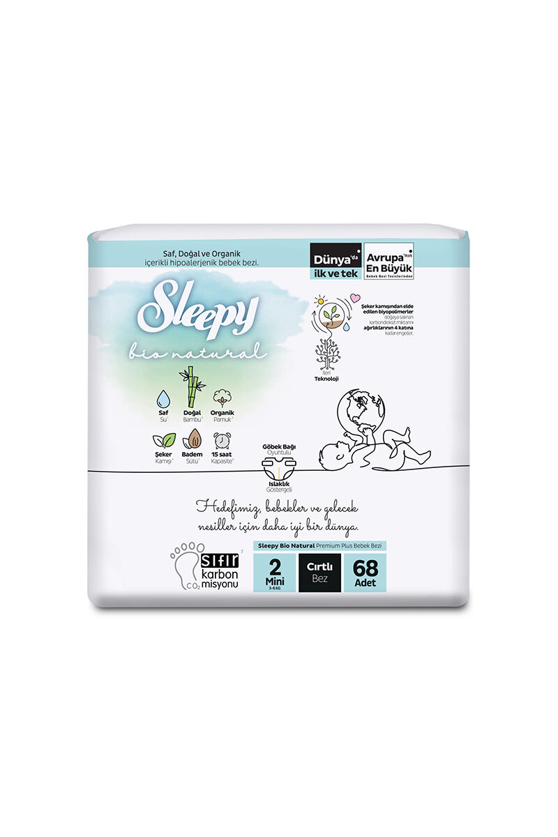 Sleepy Bio Natural 2'li Jumbo (2) Numara Mini 68 Adet 3-6 Kg