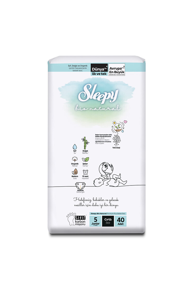 Sleepy Bio Natural 2'li Jumbo (5) Numara Junior 40 Adet 11-18 kg