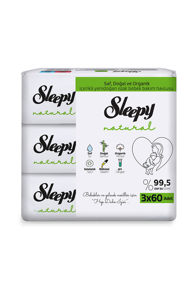 Sleepy Natural Islak Havlu 3x60'lı