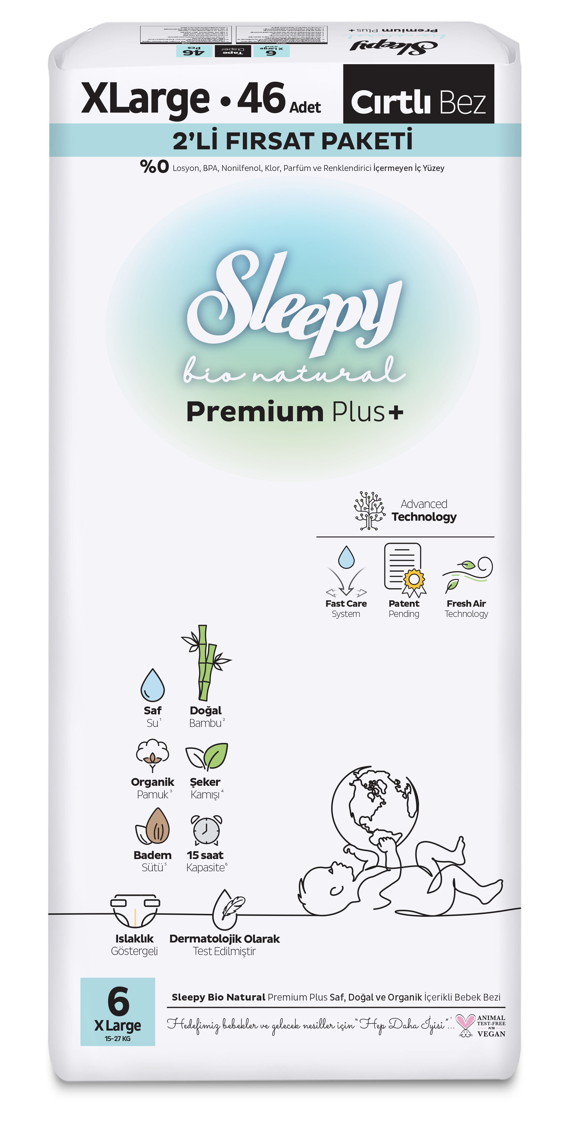 Sleepy Bio Natural 2'li Fırsat Paketi Xl (6) 46 Adet