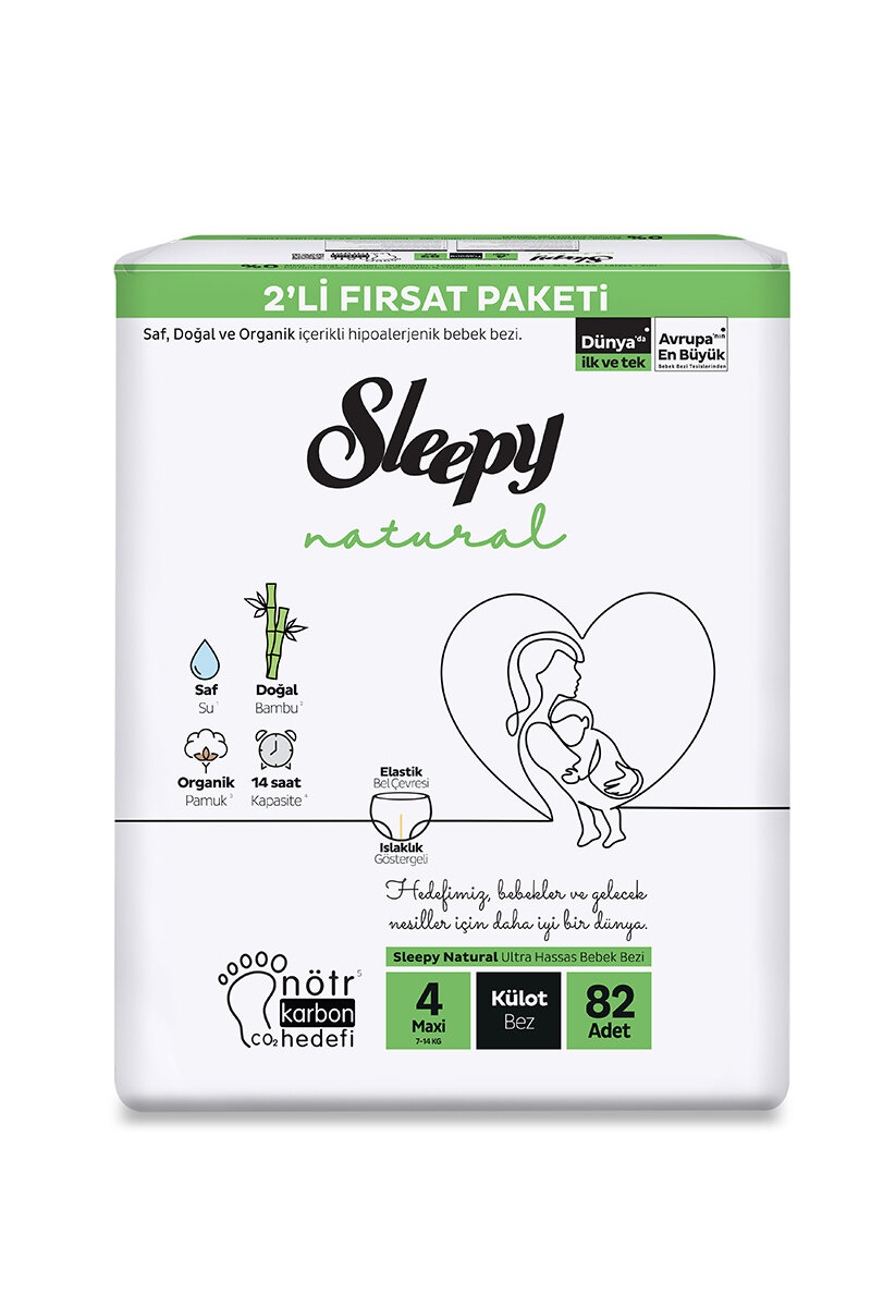 Sleepy Natural 2'li Fırsat (4) Maxi 82 Adet Külot Bez