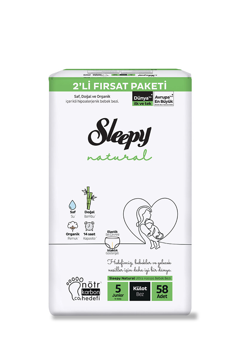 Sleepy Natural 2'li Fırsat (5) 58 Adet Külot Bez