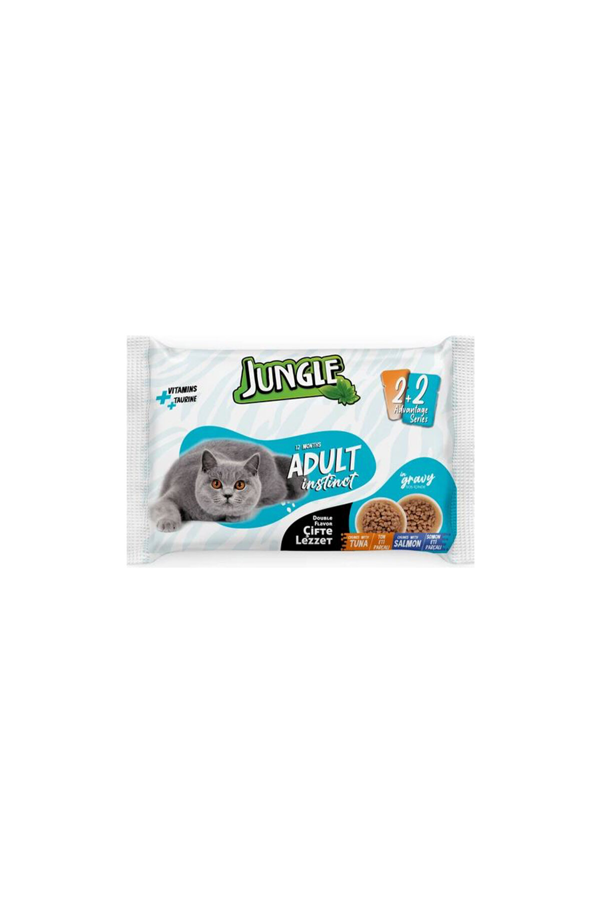 Jungle 4*100 Gr. Çift Lezzet Pouch Yetişkin Kedi Ton - Somonlu