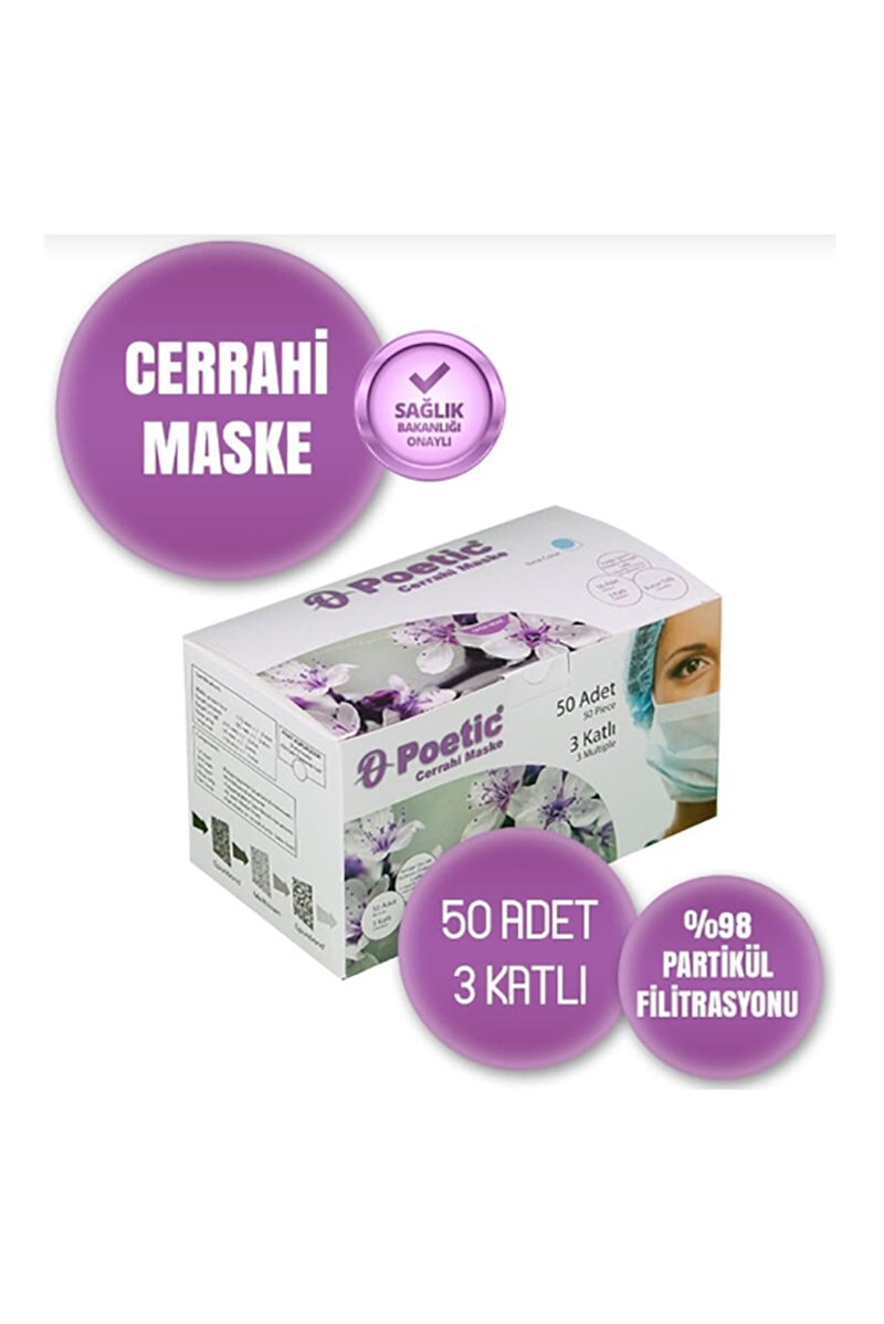 Poetic Elastik Maske Siyah 50'li
