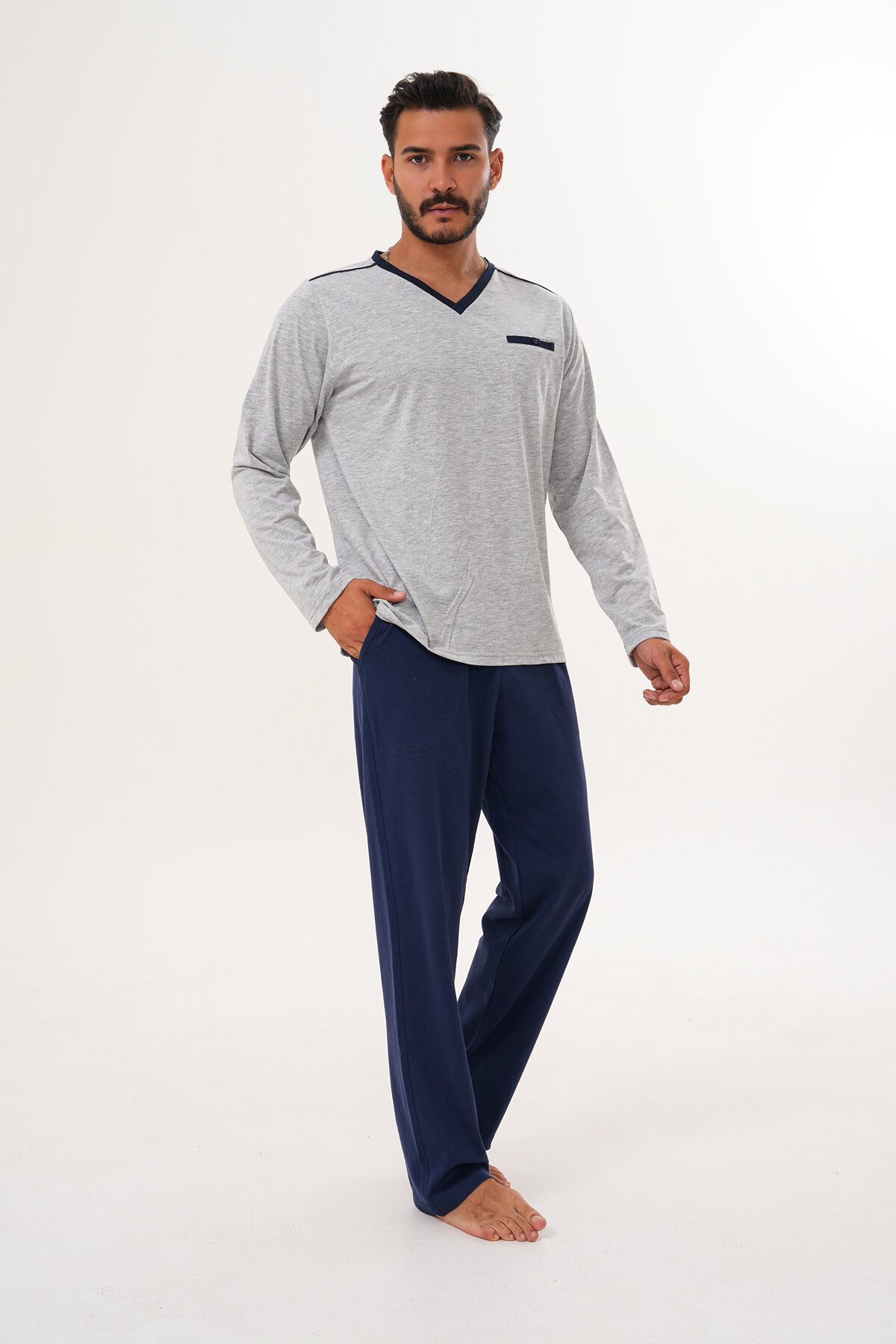 Çift Kaplan Erkek Pijama Takımı 8001.GRIML