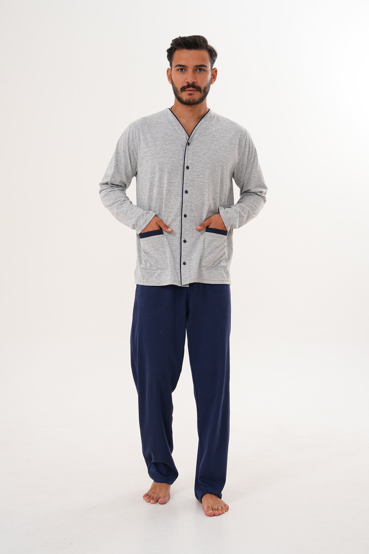 Çift Kaplan Erkek Pijama Takımı 8002.GRIML