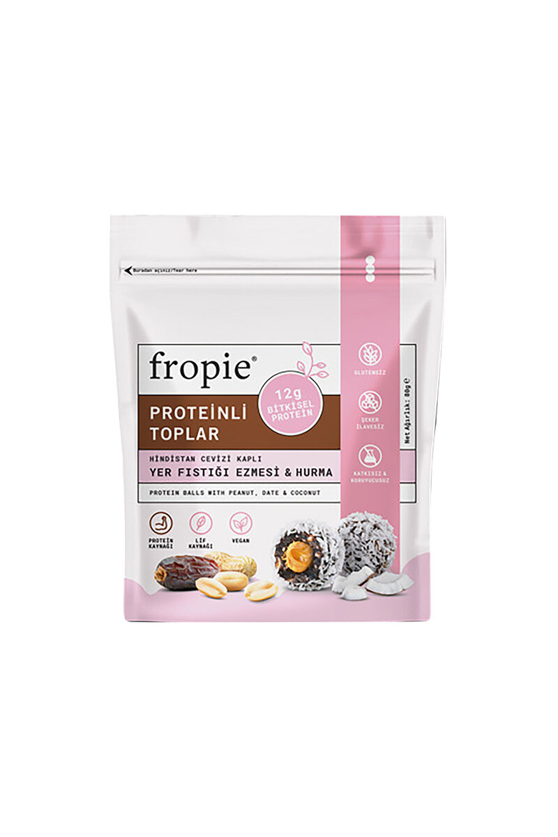 Fropie Yer Fıstığı Ezmeli & Hurmalı Probiyotik Protein Bar 80 g