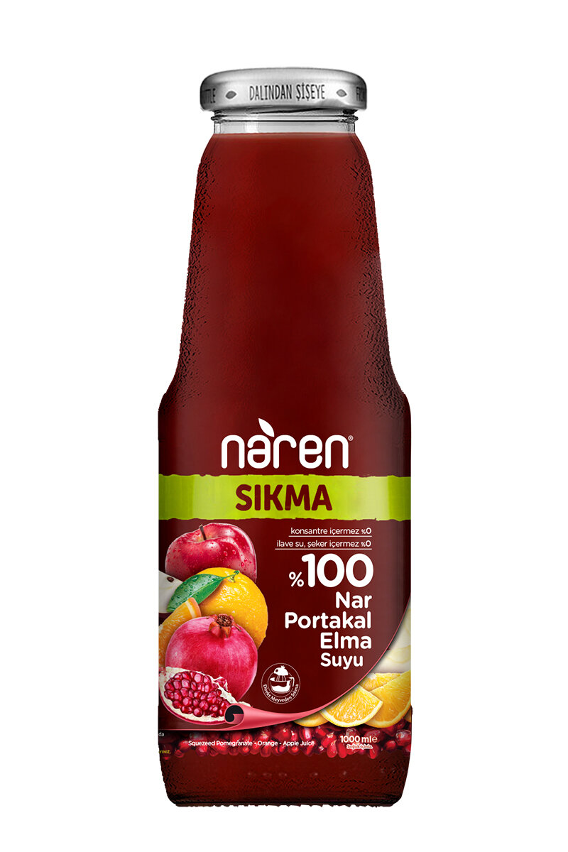 Naren %100 Sıkma Nar Portakal Elma Suyu 1 l