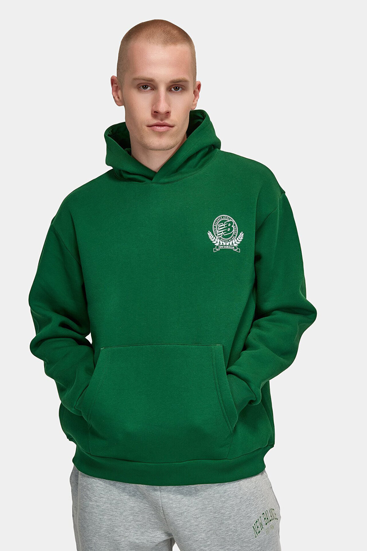 New Balance Erkek Sweatshirt MNH3397-GRN