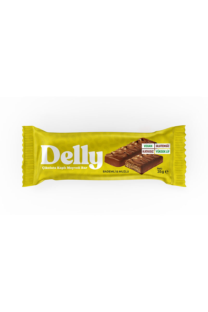 Delly Çikolata Kaplı Muzlu Bademli Bar 35 g