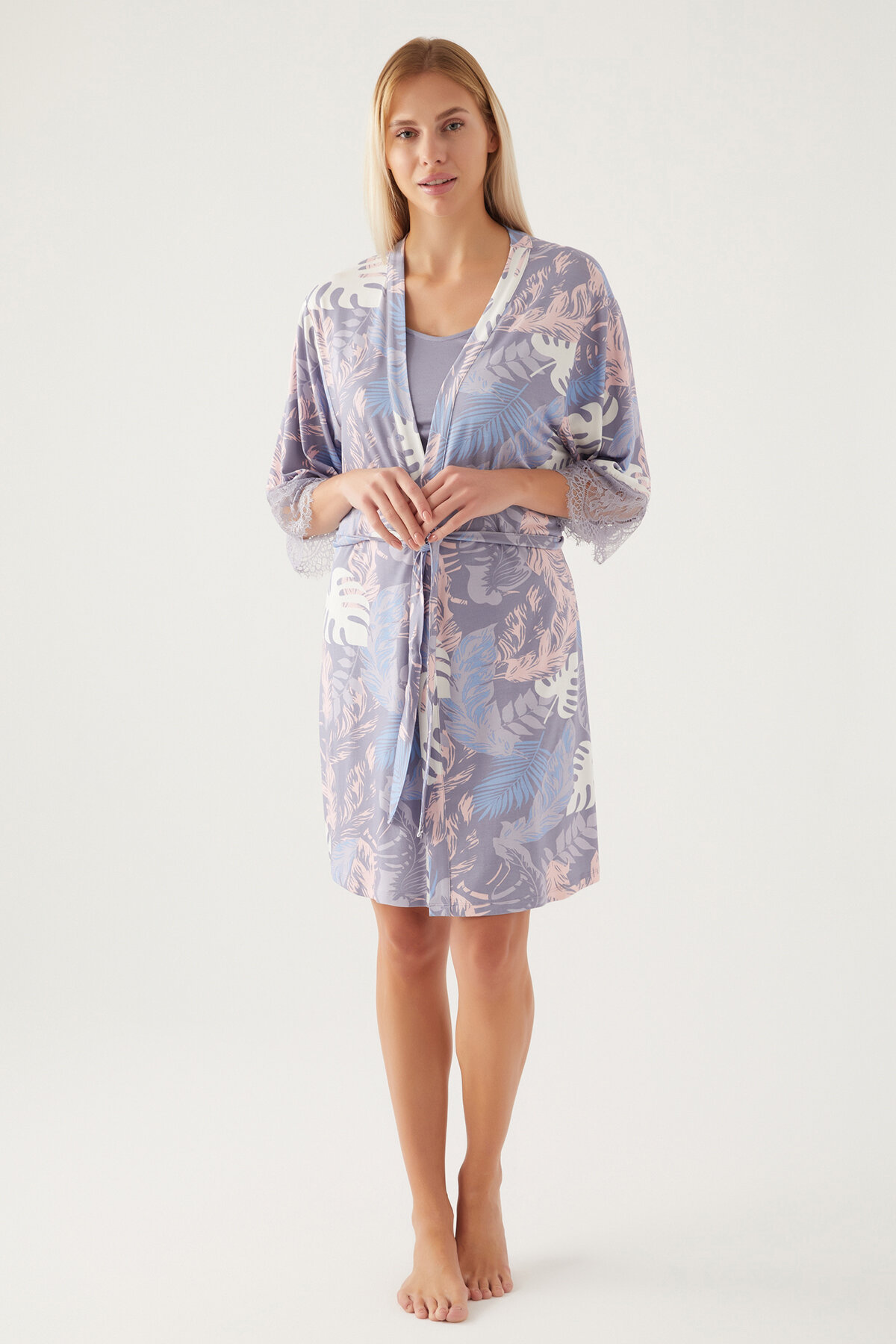 Pierre Cardin Kadın Gecelik Şort Takım PC8802-SGRI