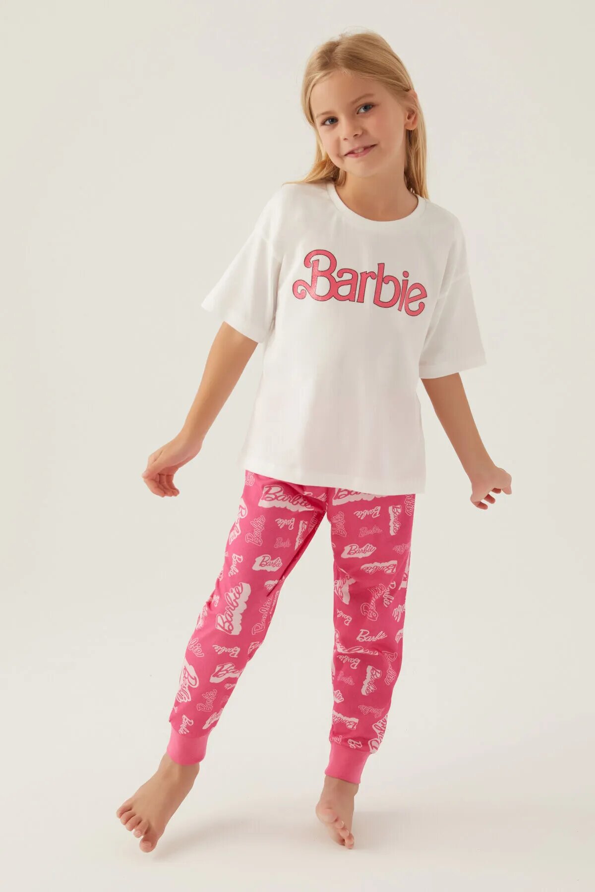 Barbie Kız Çocuk Kısa Kollu Pijama Takım L1704-GKRM