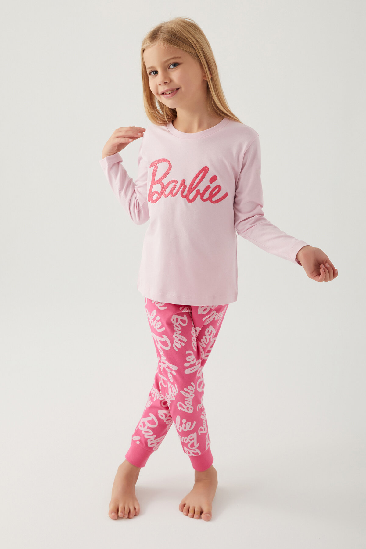 Barbie Kız Çocuk Uzun Kollu Pijama Takım L1766-3PMB