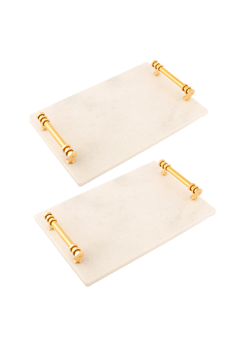 Sembol White Marble Tepsi Seti 2'li