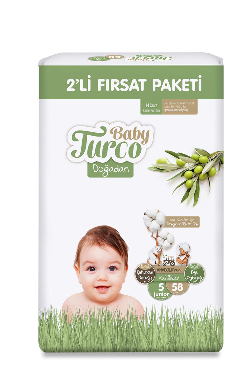 Baby Turco 2'li Fırsat Paketi (5) Junıor 58 Adet Bebek Bezi